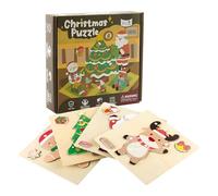 Christmas Puzzle Wooden Reindeer Santa | Christmas Tree Gingerbread Man Puzzle | Fun Toy for Play Boys Girls Ages 3+ Winter Classroom Kindergarten