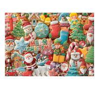 Christmas Puzzles 1000 Pieces, Christmas Cookies Puzzle Feature Snowman Tree Stockings Deer Nutcracker,Santa Gnome Xmas Holiday Jigsaw Puzzle Challeng for Adults