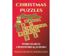 Christmas Puzzles Book: Puzzles Game with Easy to Read Print about Christmas | 6x9 inches, 120 pages | 60 Puzzles - crosswords, word searches, sudoku ... | Gift for Holidays, Vacations and Free Time.