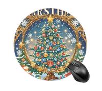 Christmas Puzzles Mousepad Round Anti-Slip Waterproof Rubber Base Mice Mat Cute Mousepad for Work Office Home Gaming Laptop Men Women Small Size 7.8 X 7.8 Inches