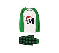 Christmas Pyjamas Family Mens Womens A-Z Letter Printed Xmas Matching Pajamas for Couples His And Hers Xmas Pyjama Long Sleeve Nightwear Sleepwear Loungewear Christmas Pjs Family Set