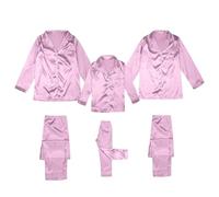 Christmas Pyjamas Family Set Satin Pajamas Silk Solid Pj's Family Xmas Sleepwear Pants Set Shirt Pants Homewear 2 Pcs for Women Men Kids