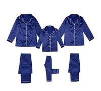 Christmas Pyjamas Family Set Satin Pajamas Silk Solid Pj's Family Xmas Sleepwear Pants Set Shirt Pants Homewear 2 Pcs for Women Men Kids