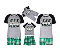 Christmas Pyjamas Family Short Sleeve Matching Christmas Pjs For Family Cute Funny Novelty Sleepwear Pyjamas Set Tshirt Plaid Shorts Set Holiday Pjs Nightwear