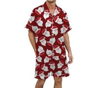 Christmas Pyjamas Men Xxl, Matching Christmas Pjs for Family, Shorty Pyjamas Sets 2 Pieces Plus Size Pjs Loungewear Sets Breathable Casual Home Soft Xmas Sleepwear Cute Cartoon Holiday
