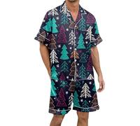 Christmas Pyjamas Men Xxl, Mens Nightwear Shorts, Shorty Pyjamas Sets 2 Pieces Plus Size Pjs Loungewear Sets Breathable Casual Home Sleepwear Lightweight Dry Soft Sleep Set with Pocket