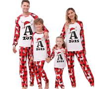 Christmas Pyjamas Sets for Family, Matching Sets Christmas PJs for Family Pajamas,Set A-Z Letter Printed Mens Womens Xmas Matching Pyjama Loungewear Nightwear Sleepwear for Women Men Kids UK W