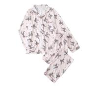 Christmas Pyjamas Women, Leopard Print Pajama Set Long Sleeve Top with Bow Detail and Comfortable Pants for Holiday Season Homewear Lounging Outfit (Brown, L)