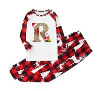 Christmas Pyjamas Women,Matching Christmas Pjs for Family A-Z Letters Graphic Xmas Nightwear Pjs Family Set Crimbo Sleepwear Pyjamas Sets