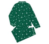 Christmas Pyjamas Women's Cotton Pyjama Set Christmas Pyjamas Christmas Women's Flannel Pyjamas Long Sleeve Top with Lapels and Long Trousers Cosy Sleepwear for Night Comfort, Green, XL