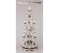 Christmas Pyramid With Carved Choir Figures Bordeaux White 42x42x106cm