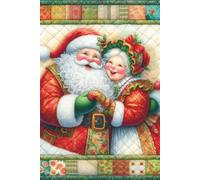 Christmas Quilt Notebook: Santa & Mrs. Claus Vintage Patchwork Cover | 6 x 9 College Ruled Notebook | 120 Lined Pages | Matte Finish | Holiday Journal, Christmas Gift, Writing Notebook #1