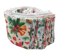 Christmas Quilting Fabric | 40 Piece Precut Fabric Rolls - Holiday Jelly Squares for Sewing Needlework Book Crafts Sticker Winter Panels Creative Projects