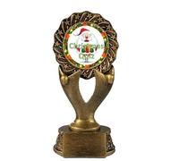Christmas Quiz Trophy Award Antique Gold 160mm Rosette Resin Free Engraving -RFH006