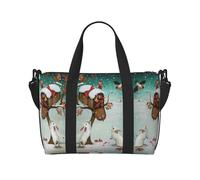 Christmas Rabbit Bunny Large Weekender Bag for Travel, Water-Resistant Duffle Bag, Print Adjustable Shoulder Strap,3-5 Day Overnight Bag for Men Women