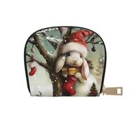 Christmas Rabbit Bunny Printed Card Holder Wallet, Women's PU Leather Card Case Wallet & Pocket Wallet