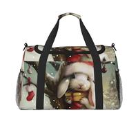 Christmas Rabbit Bunny Printed Travel Duffle Bag for Men Women Weekender Travel Organizer Bag for Sport, Outdoors, Gym & Fishing