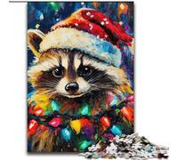 Christmas Raccoon Jigsaw Puzzles for Adults 1000, Educational Games DIY Toys with Matching Poster And Trivia Sheet for Age 14+ (50x75cm)