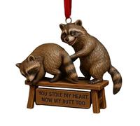 Christmas Raccoon Ornaments - Adorable Holiday Resin Pendant with Festive Hanging String for Tree Decoration, Cute Raccoon Design with Lifelike Details Function, Mini Animal Ornament for Garden Yard