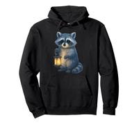 Christmas Raccoon with Lantern - Magical Winter Pullover Hoodie