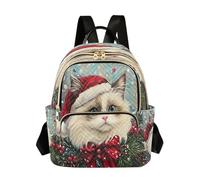 Christmas Ragdoll Cat Backpack Women Ladies Handbag Shoulder Bag Casual Daypack Gift for Work College Small