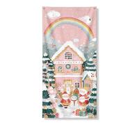 Christmas Rainbow Door Cover Banner Decorative, Cute Winter Wonderland Scene Indoor Outdoor Holiday Decor, Festive Seasonal Backdrop Supplies 36x72 Inch