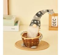 Christmas Rattan Fruit and Candy Basket With Faceless Doll Head - Home Table Utensils and Tree Decorations - Christmas Ornament