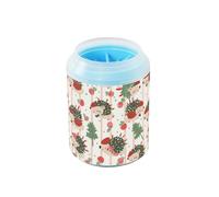 Christmas Red and Green Playful Hedgehog Portable Pet Paw Cleaner Cup Soft Silicone Bristles Essential For All Pets Owners for Medium to Large Dogs para perros