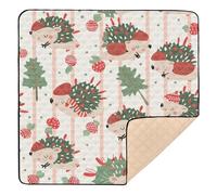 Christmas Red and Green Playful Hedgehog Soft Foam mat for Baby to Play on Floor for Floor One-Piecing Foldable Tummy Time & Crawling Mat for Newborns Babies Infants Toddlers, 50'' x 50''