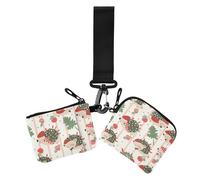 Christmas Red and Green Playful Hedgehog Women's Card Cases Change Holder Compact Size Business Card Case Money Organizer with Wristlet Strap for Women 2 Packs