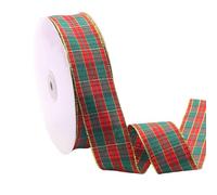 Christmas Red and Green Ribbon for Gift Wrapping,Wreath Bows Wired Satin Velvet Ribbons Gold Plaid Tartan Thin Roll Mesh Fabric Wide Decorations Thick,for Xmas Crafts Gift Wrapping Cake Candy Balloon
