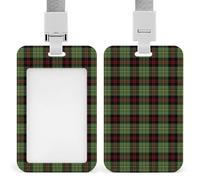 Christmas Red and Green Vintage Plaid ID Badge Holder Retractable ID Cards Holder with Lanyard Office Accessories for Women Men
