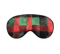 Christmas Red and Green Vintage Plaid Sleep Mask for Women Men Soft Eye Masks Adjustable Blindfold Sleeping Shade Cover 8 X 4 Inch