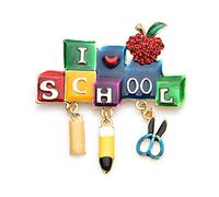 Christmas Red Apple And Teacher Brooch Pins For Xmas Day's Gifts, Metal, gem na