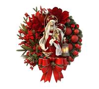 Christmas Red Berry Wreath For Front Door - Winter Holiday Resin Pine Needle Garland, Festive Wall & Door Hanging Decoration For Home, Porch & Fireplace (30×26 Cm)