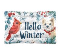 Christmas Red Bird Holly Dog Washable Pet Sleeping Mat Soft Anti-Slip Pet Mat for Medium/Large Dogs 36" x 24"