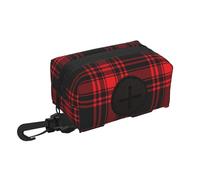 Christmas Red Black Tartan Check Scottish Dog Poop Bag Holder Portable Garbage Bag Dispenser