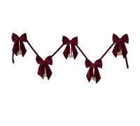 Christmas Red Bow Garland with Gold Bells, Festive Staircase Mantel Décor | Add instant festive charm to your home with this classic red bow & gold bell garland.