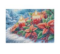 Christmas Red Candle 300 Pieces Jigsaw Puzzles For Men Educational Decompression Adults Anxiety Memory Care Mothers Valentines Premium Cardboard 300 PCS/40x28cm