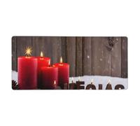Christmas Red Candles Print Large Gaming Mouse Pad (90x40cm / 36x16in) Extended Desk Mat for Gaming & Work