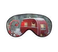 Christmas Red Car Sleep Mask Comfort Travel Eye Masks with Adjustable Elastic Strap Soft Funny Block Light Sleep Eye Cover for Side Sleeper for Nap Men Women Gift