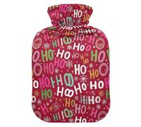 Christmas Red Colorful Hoho Snowflake Hot Waterbottle with Soft Cover, 1L Hot Water Bags for Tummy Warmer