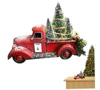 Christmas Red Farm Truck with Mini Christmas Tree Resin Vintage Truck Ornament Red Pickup Table Centerpiece for Xmas Party Decor 6.89x3.54x5.12 Inch