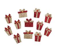 Christmas Red & Gold Glitter Sticker Embellishment - Self Adhesive- Parcels
