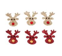 Christmas Red & Gold Glitter Sticker Embellishment - Self Adhesive - Reindeer or Stocking (Reindeer x 6)