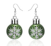 Christmas Red Green Bulb Ornament Drop Dangle Earrings Acrylic Snowflake Flower Lucky Star Round Ball Huggie Hook Hoops Earring Fashion Xmas Festive Jewelry Gifts for Women Daughter, Resin, No