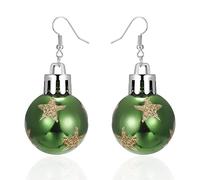 Christmas Red Green Bulb Ornament Drop Dangle Earrings Acrylic Snowflake Flower Lucky Star Round Ball Huggie Hook Hoops Earring Fashion Xmas Festive Jewelry Gifts for Women Daughter, Resin, No