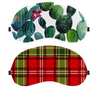 Christmas Red Green Plaid 2-Pack Eye Patch and Eye Masks Set, Light-Blocking, Soft, Breathable Sleep Mask Kit