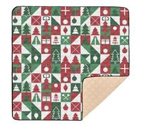 Christmas Red Green White Abstract Shapes Cute Foldable Baby Play Mat for Indoor Outdoor One-Piecing Activity Entertainment Mat for Babies Infants Toddlers, 50'' x 50''