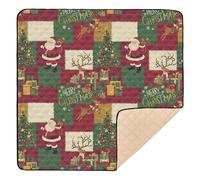 Christmas Red Green White Santa Reindeer Large Sturdy Baby Gym & Activity Mat for Floor One-Piecing Tummy Time & Crawling Mat for Babies Infants Toddlers, 50'' x 50''